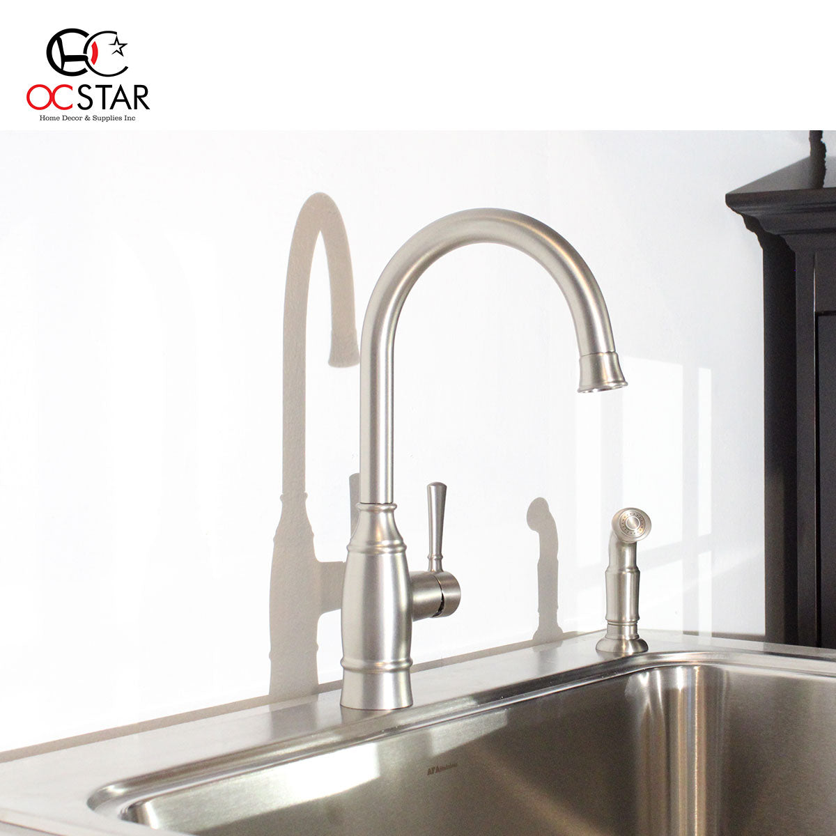 MOEN Noell SingleHandle Kitchen Faucet with Side Sprayer in Spot Resi